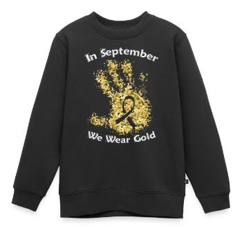 Septembre We Wear Gold Sensibilisation au cancer infantile - Sweat Premium enfant bio - noir - Devant - AI Model Kid Female (0cm)