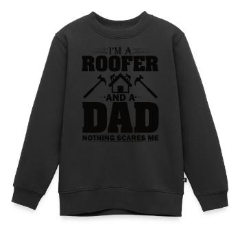 Papa Roofer Father Roofing Craft Roofing Roof - Kids Premium Organic Sweatshirt - black - Front - AI Model Kid Female (0cm)