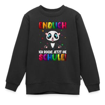 Endlich jetzt rocke ich die Schule Einschulung - Kinder Premium Organic Sweatshirt - Schwarz - Vorne - AI Model Kid Female (0cm)