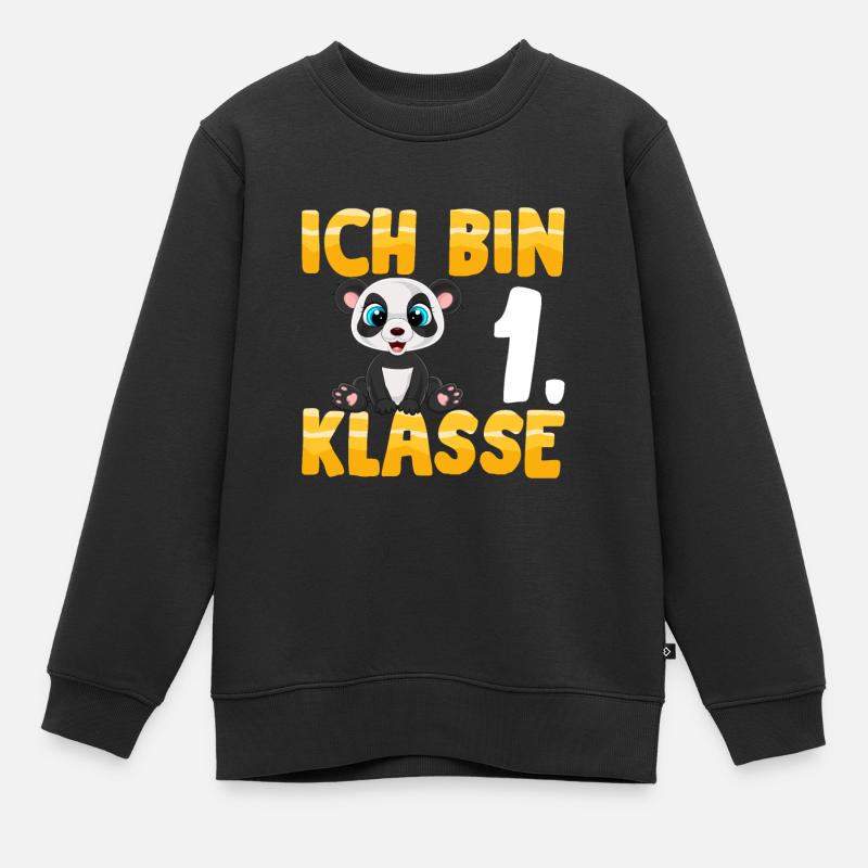 Ich bin 1. Klasse Einschulung Panda - Kinder Premium Organic Sweatshirt - Schwarz