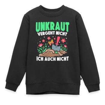 Kleingarten anfänger Unkraut vergeht nicht ich - Kinder Premium Organic Sweatshirt - Schwarz - Vorne - AI Model Kid Female (0cm)