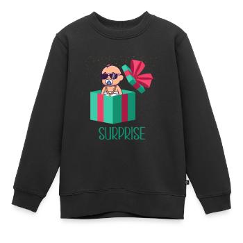 Surprise Idée Cadeau Annoncement de Grossesse - Sweat Premium enfant bio - noir - Devant - AI Model Kid Female (0cm)