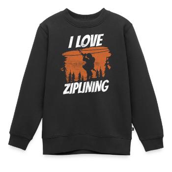I love ziplining sport zipline zip line - Kids Premium Organic Sweatshirt - black - Front - AI Model Kid Female (0cm)