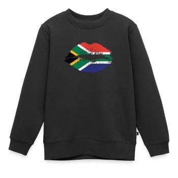 Mund Lippen mit Südafrika Farben Kontinent - Kinder Premium Organic Sweatshirt - Schwarz - Vorne - AI Model Kid Female (0cm)