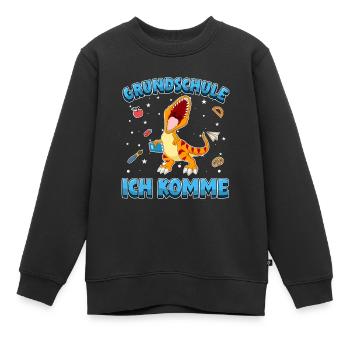 Grundschule ich komme Einschulung 1. Klasse - Kinder Premium Organic Sweatshirt - Schwarz - Vorne - AI Model Kid Female (0cm)