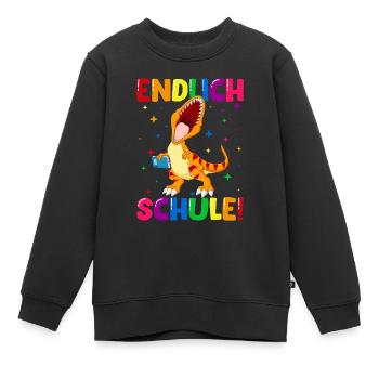 Endlich Schule Dinosaurier 1. Klasse - Kinder Premium Organic Sweatshirt - Schwarz - Vorne - AI Model Kid Female (0cm)