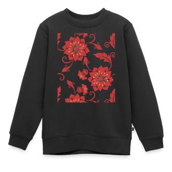 Muster, Blumenmuster, dekorative Blumen, Plakat - Kinder Premium Organic Sweatshirt - Schwarz - Vorne - AI Model Kid Female (0cm)