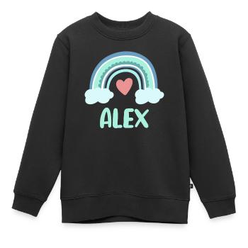 Alex Name Rainbow Baby - Kids Premium Organic Sweatshirt - black - Front - AI Model Kid Female (0cm)