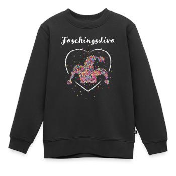Karneval Fasching Konfetti Närrin Narrenkappe - Kinder Premium Organic Sweatshirt - Schwarz - Vorne - AI Model Kid Female (0cm)