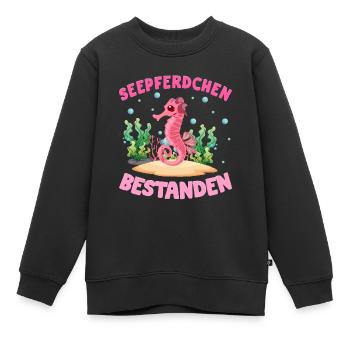 Seepferdchen Abzeichen Seepferdchen bestanden - Kinder Premium Organic Sweatshirt - Schwarz - Vorne - AI Model Kid Female (0cm)