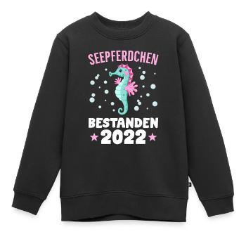 Seepferdchen Abzeichen Seepferdchen bestanden 2022 - Kinder Premium Organic Sweatshirt - Schwarz - Vorne - AI Model Kid Female (0cm)