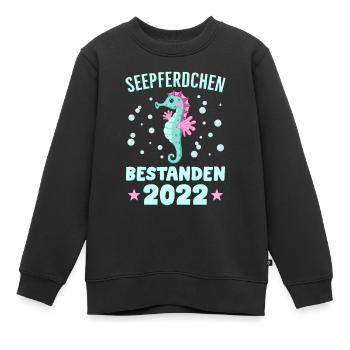 Seepferdchen Abzeichen Seepferdchen bestanden 2022 - Kinder Premium Organic Sweatshirt - Schwarz - Vorne - AI Model Kid Female (0cm)