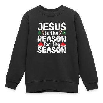 Xmas Christliche Weihnachten Jesus ist der Grund - Kinder Premium Organic Sweatshirt - Schwarz - Vorne - AI Model Kid Female (0cm)