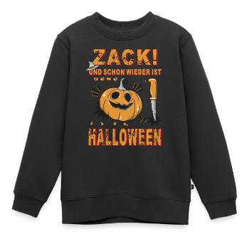 KÜRBIS ZACK HALLOWEEN - Kinder Premium Organic Sweatshirt - Schwarz - Vorne - AI Model Kid Female (0cm)
