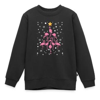 Flamant de Noël Oiseau Oiseau Noël PJs Pyjama - Sweat Premium enfant bio - noir - Devant - AI Model Kid Female (0cm)