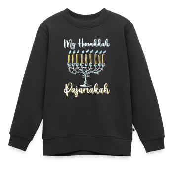 My Hanukkah Pajamakah - Menorah Lights Hanukkah - Sweat Premium enfant bio - noir - Devant - AI Model Kid Female (0cm)
