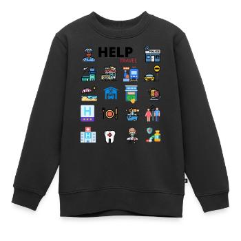 Help travel travel help information icon - Kids Premium Organic Sweatshirt - black - Front - AI Model Kid Female (0cm)