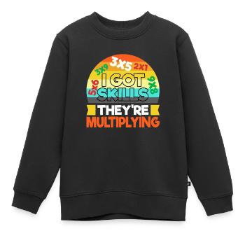 J’ai acquis des compétences qu’ils multiplient - Sweat Premium enfant bio - noir - Devant - AI Model Kid Female (0cm)