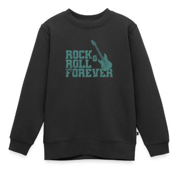 Rock and Roll Forever Musik Genre Gitarre - Kinder Premium Organic Sweatshirt - Schwarz - Vorne - AI Model Kid Female (0cm)