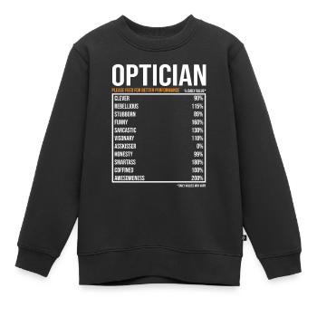 Opticien Valeurs quotidiennes Drôle Opticien - Sweat Premium enfant bio - noir - Devant - AI Model Kid Female (0cm)