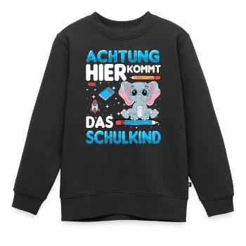 Achtung hier kommt das Schulkind - Kinder Premium Organic Sweatshirt - Schwarz - Vorne - AI Model Kid Female (0cm)