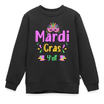 Masque de costume de Mardi Gras - Sweat Premium enfant bio - noir - Devant - AI Model Kid Female (0cm)