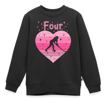 Hockeyspielerin 4. Geburtstag - Kinder Premium Organic Sweatshirt - Schwarz - Vorne - AI Model Kid Female (0cm)