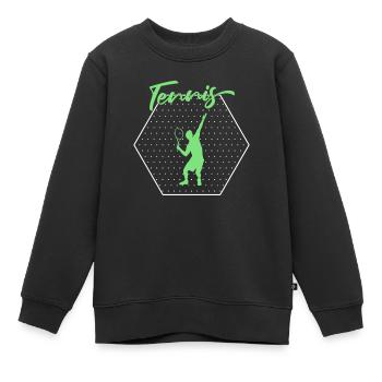 Tennis - Sweat Premium enfant bio - noir - Devant - AI Model Kid Female (0cm)