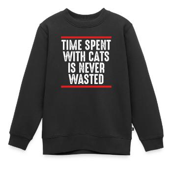 Le temps passé avec les chats n’est jamais - Sweat Premium enfant bio - noir - Devant - AI Model Kid Female (0cm)