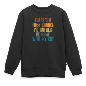 Être à la maison avec mon chat - Sweat Premium enfant bio - noir - Devant - AI Model Kid Female (0cm)