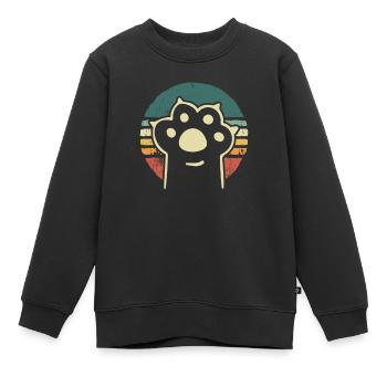 Patte de chat vintage - Sweat Premium enfant bio - noir - Devant - AI Model Kid Female (0cm)