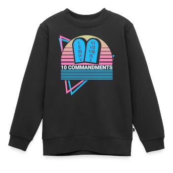 10 Commandements Christianisme Rétro - Sweat Premium enfant bio - noir - Devant - AI Model Kid Female (0cm)