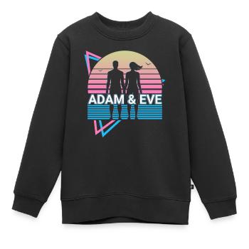 Adam et Eve Christianisme Rétro - Sweat Premium enfant bio - noir - Devant - AI Model Kid Female (0cm)
