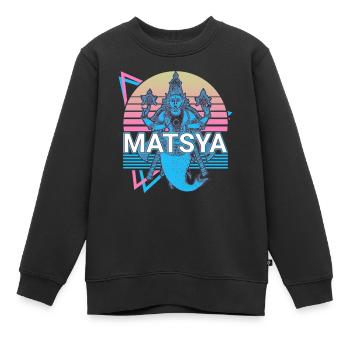 Matsya Hindu-Mythologie Retro - Kinder Premium Organic Sweatshirt - Schwarz - Vorne - AI Model Kid Female (0cm)