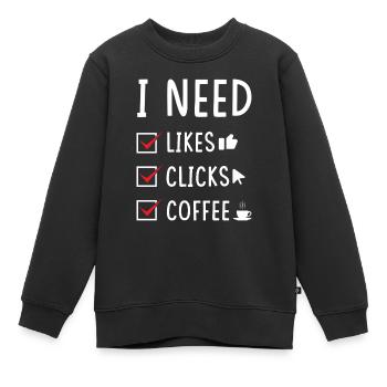 Social Media Likes Klicks Kaffee - Kinder Premium Organic Sweatshirt - Schwarz - Vorne - AI Model Kid Female (0cm)