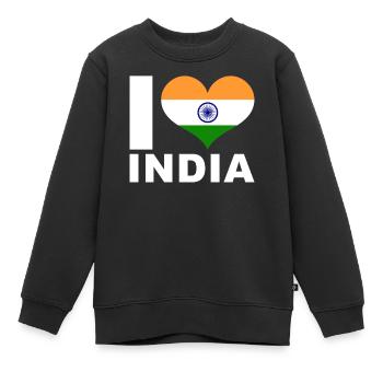 Ich liebe Indien Herz Flagge Indien - Kinder Premium Organic Sweatshirt - Schwarz - Vorne - AI Model Kid Female (0cm)