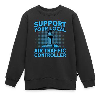 Luftverkehrskontrolle Fluglotse Flughafen Geschenk - Kinder Premium Organic Sweatshirt - Schwarz - Vorne - AI Model Kid Female (0cm)