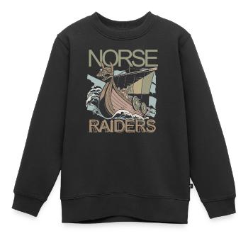 Norse Raiders Nordic Robbers Vikings Norvège - Sweat Premium enfant bio - noir - Devant - AI Model Kid Female (0cm)