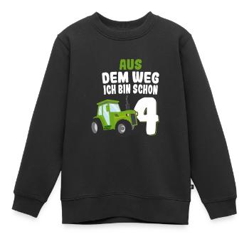 Aus Dem Weg Ich Bin Schon 4 Traktor Geburtstag Kin - Kinder Premium Organic Sweatshirt - Schwarz - Vorne - AI Model Kid Female (0cm)