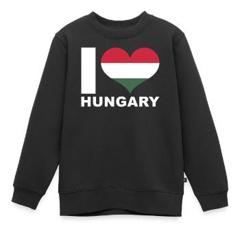 Ich liebe Ungarn Herz Flagge Ungarn - Kinder Premium Organic Sweatshirt - Schwarz - Vorne - AI Model Kid Female (0cm)