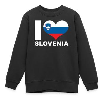 Ich liebe Slowenien Herz Flagge Slowenien - Kinder Premium Organic Sweatshirt - Schwarz - Vorne - AI Model Kid Female (0cm)