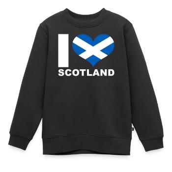 Ich liebe Schottland Herz Flagge Schottland - Kinder Premium Organic Sweatshirt - Schwarz - Vorne - AI Model Kid Female (0cm)