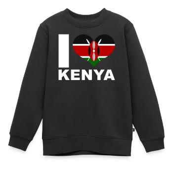 Ich liebe Kenia Herz Flagge Kenia - Kinder Premium Organic Sweatshirt - Schwarz - Vorne - AI Model Kid Female (0cm)