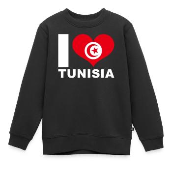 Ich liebe Tunesien Herz Flagge Tunesien - Kinder Premium Organic Sweatshirt - Schwarz - Vorne - AI Model Kid Female (0cm)