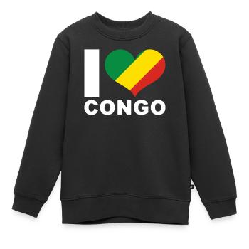 J’aime le drapeau du cœur du Congo Congo - Sweat Premium enfant bio - noir - Devant - AI Model Kid Female (0cm)