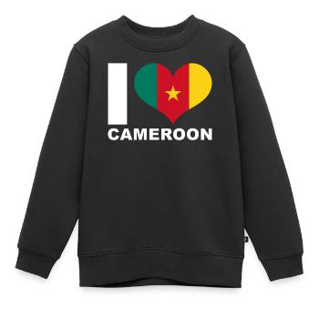 J’aime le cameroun drapeau du cœur Cameroun - Sweat Premium enfant bio - noir - Devant - AI Model Kid Female (0cm)