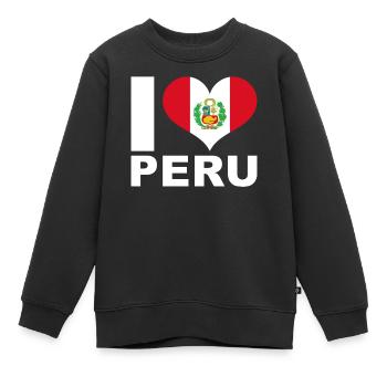 Ich liebe Peru Herz Flagge Peru - Kinder Premium Organic Sweatshirt - Schwarz - Vorne - AI Model Kid Female (0cm)