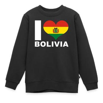 Ich liebe Bolivien Herz Flagge Bolivien - Kinder Premium Organic Sweatshirt - Schwarz - Vorne - AI Model Kid Female (0cm)