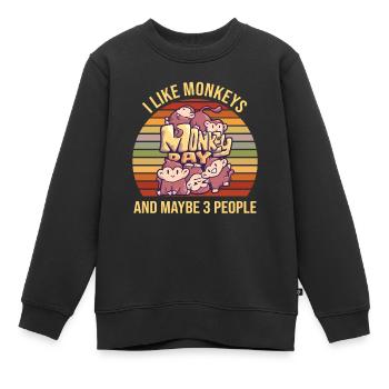 I Like Monkeys And Maybe 3 People - Kinder Premium Organic Sweatshirt - Schwarz - Vorne - AI Model Kid Female (0cm)