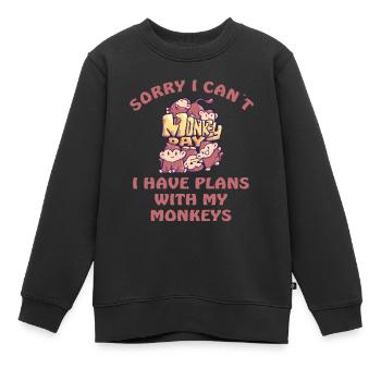 Monkeyday Sorry I Can´t I Have Plans - Kinder Premium Organic Sweatshirt - Schwarz - Vorne - AI Model Kid Female (0cm)